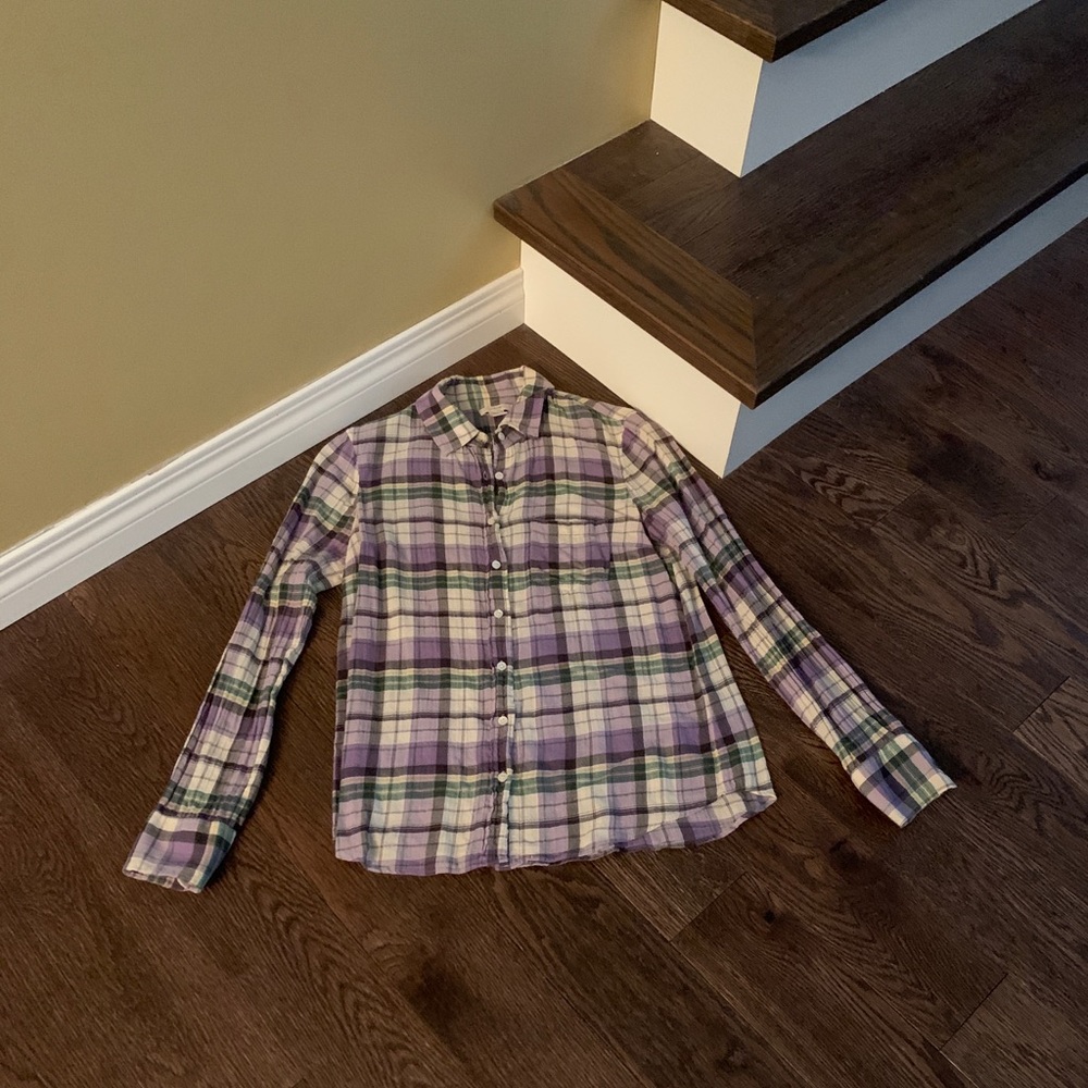 J Crew Button Down Size 2 purple/ cream shirt